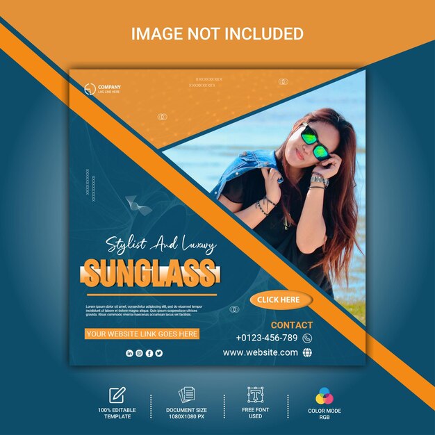 PSD sunglass social post design template