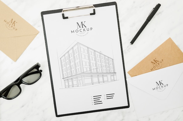 Sunglasses and architecture outdoors mock-up