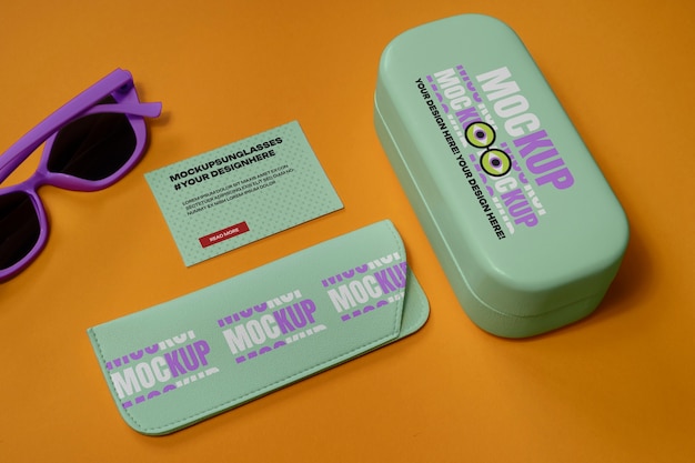 PSD sunglasses case mockup design