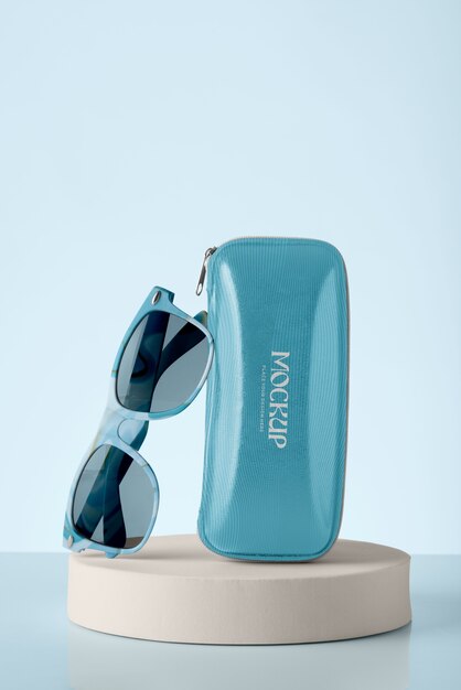PSD sunglasses with case mockup design