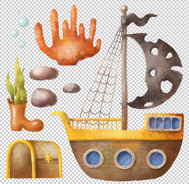 PSD sunken ship set