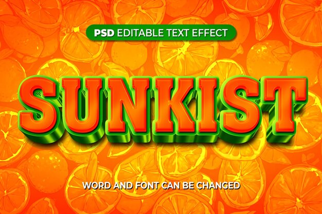 Sunkist-teksteffect 3d psd