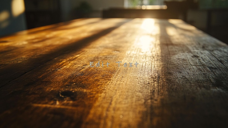 PSD sunlit rustic wooden table surface 1