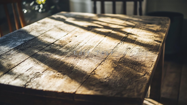 PSD sunlit rustic wooden table surface 4