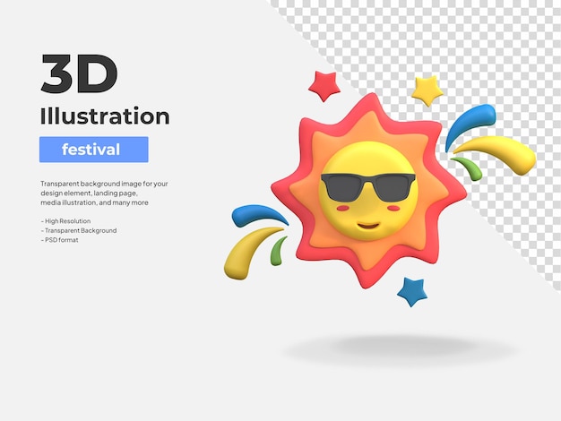 PSD sunny day icon rio festival brazil 3d illustration