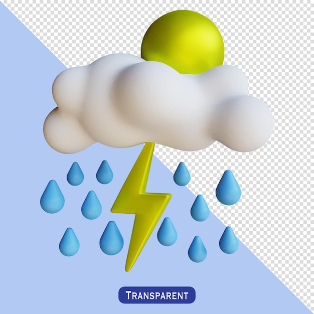 Sunny days thunder rain 3d illustration