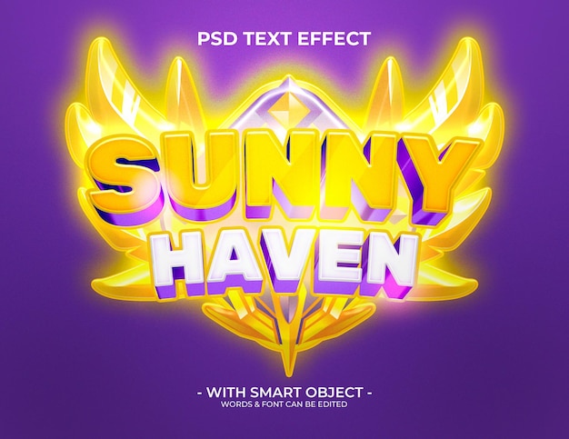 PSD sunny gioco effetto di testo 3d