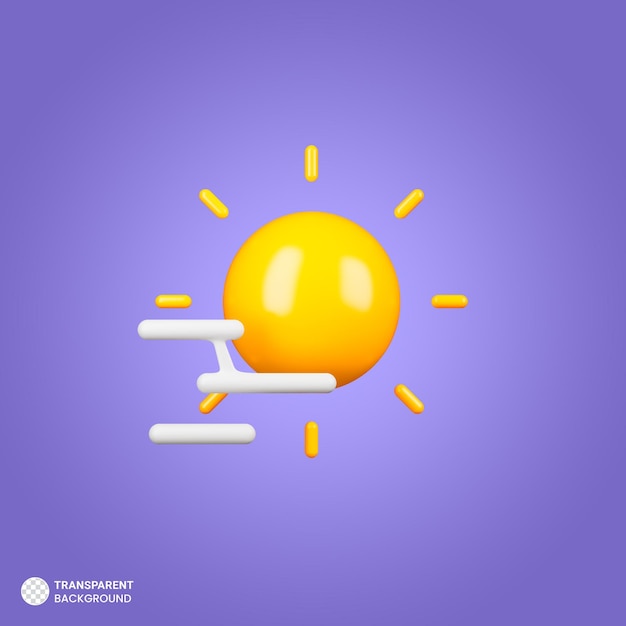 Sunny windy 3d icon illustration