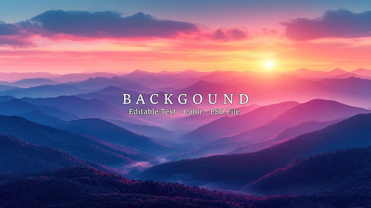 PSD sunrise over mountains
