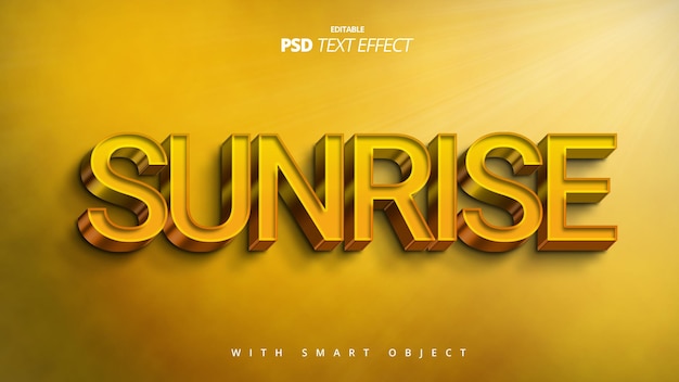 sunrise yellow 3d realistic text effect editable template design