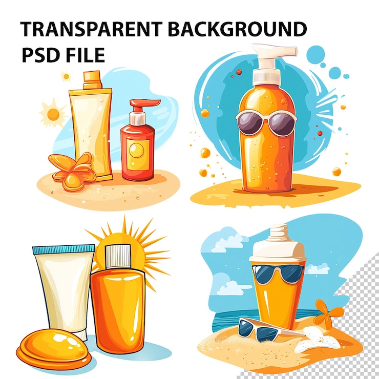 PSD 透明背景上隔離的防晒廣告