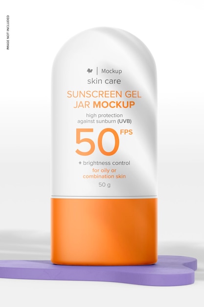 Sunscreen gel jar mockup front view