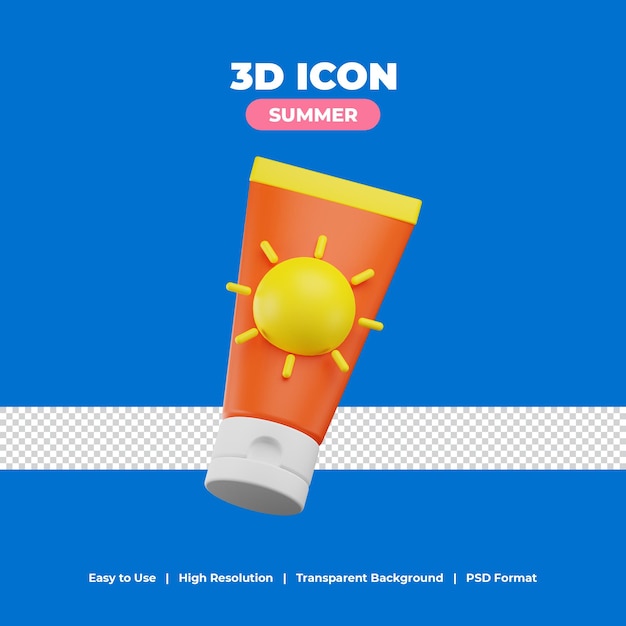 PSD sunscreen with 3d render icon illustration