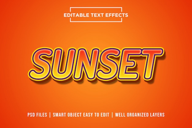 PSD sunset 3d text style