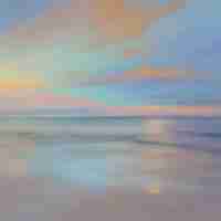 PSD sunset beach in impressionist style aigenerated