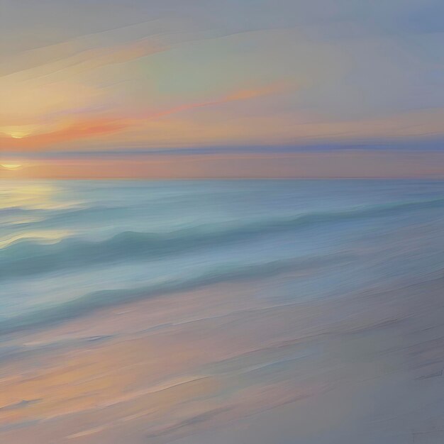 Sunset beach in impressionist style aigenerated