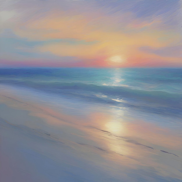 PSD sunset beach in impressionist style aigenerated