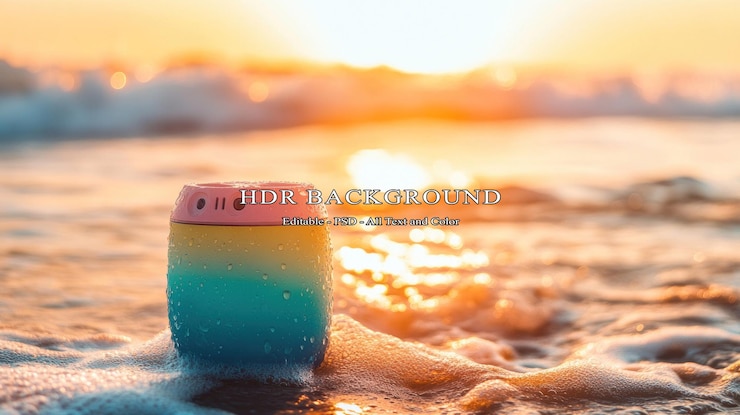 PSD портативный громкоговоритель bluetooth sunset beach vibes в золотой час