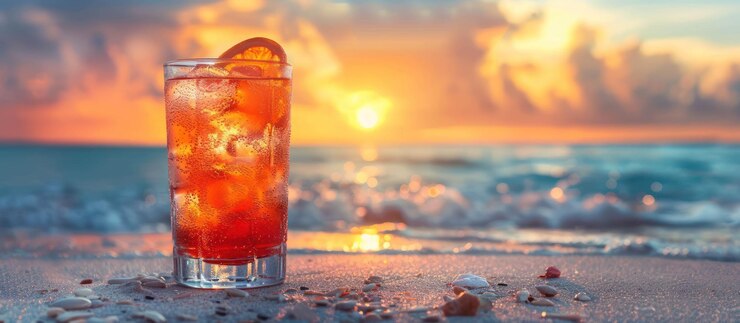 PSD ビーチでの夕暮れコクテル