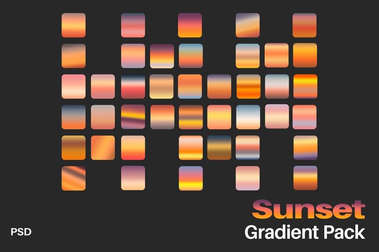 PSD sunset gradient pack for creative projects