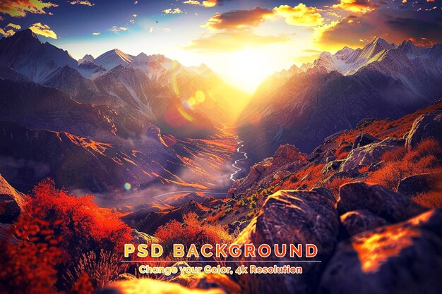 PSD sunset on the himalayan region