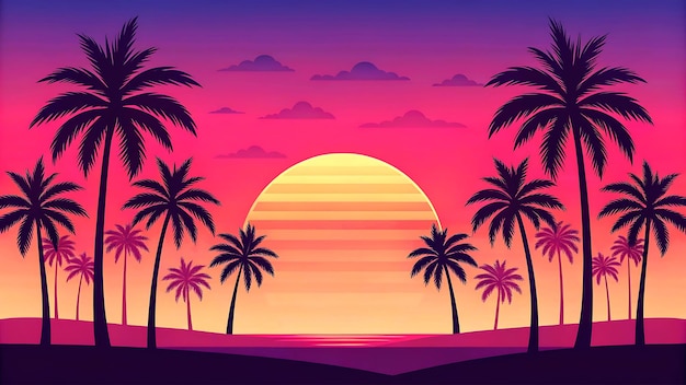 Sunset Palm Beach Background