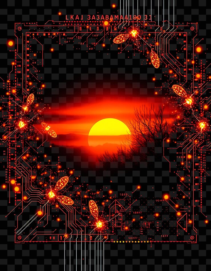 PSD a sunset with a sun in the background