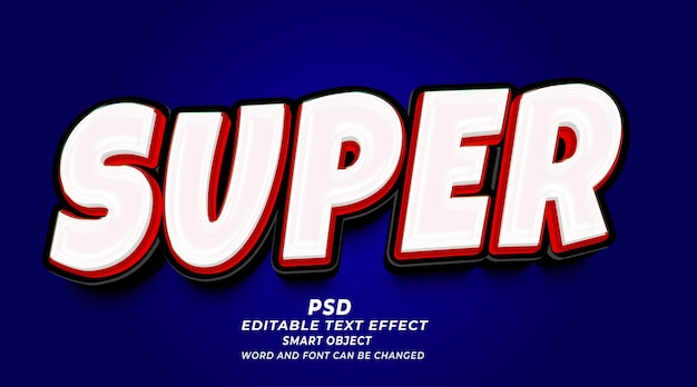 PSD super 3d bewerkbaar teksteffect psd photoshop-sjabloon