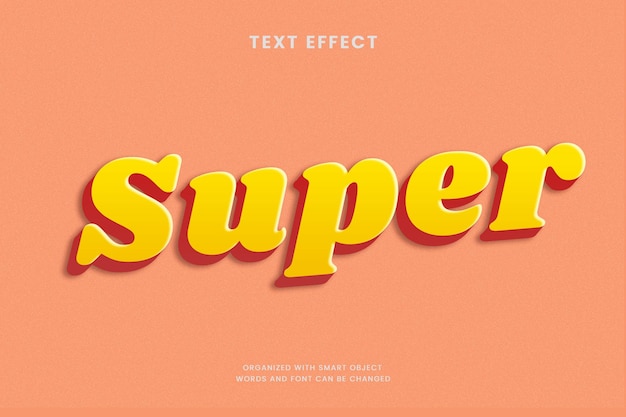 PSD super 3d cartoon text effect template