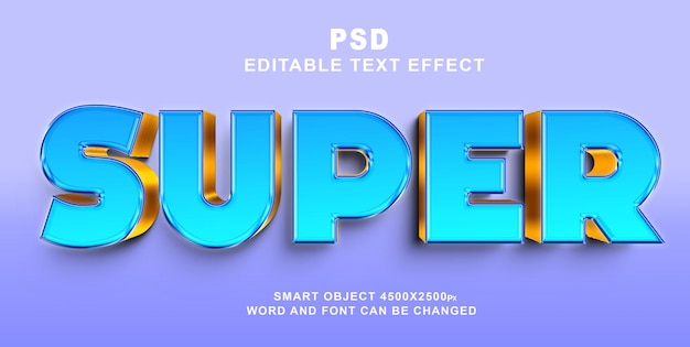 Супер 3d редактируемый текстовый эффект фотошоп с милым фоном