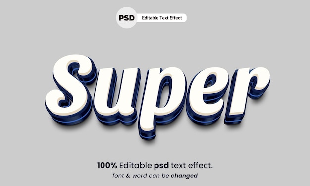 Super 3d editable psd super text effect