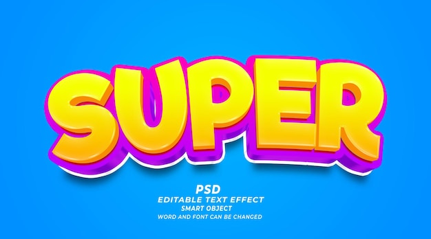 PSD super 3d editable text effect photoshop template with background