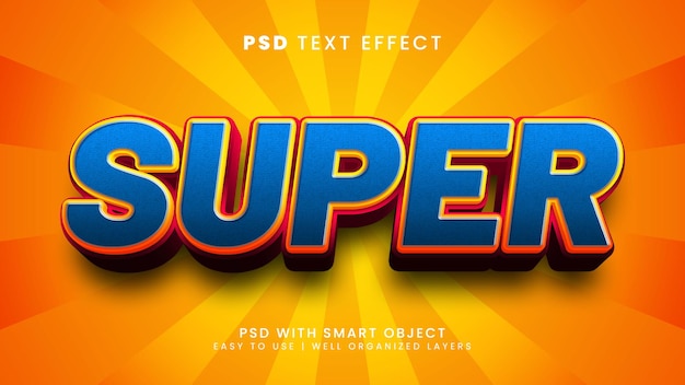 Super 3d editable text effect with hero and strong text style