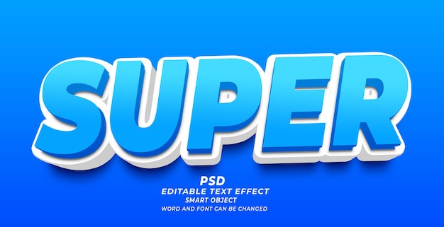 슈퍼 3d 편집 가능한 텍스트 PSD 포토샵 템플릿