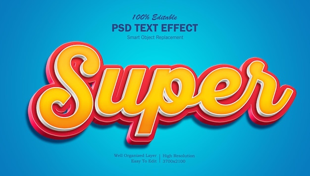 PSD Текстовый эффект super 3d popup psd