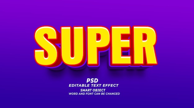 スーパー 3D PSD 編集可能なテキスト効果のフォトショップテンプレート
