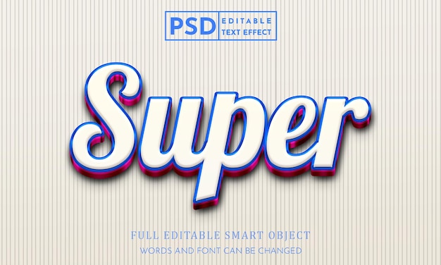 Super 3d-tekststijleffect psd-sjabloon