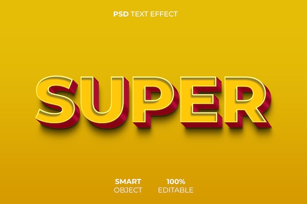 Super 3d text effect with a yellow background