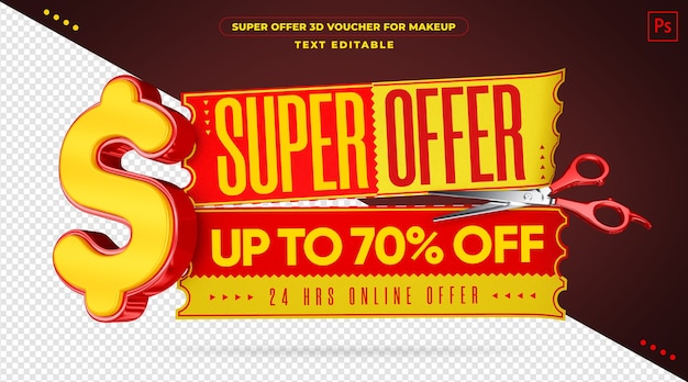 Super aanbieding 3d voucher-sjabloon