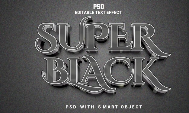 PSD super black 3d editable text effect with background premium psd