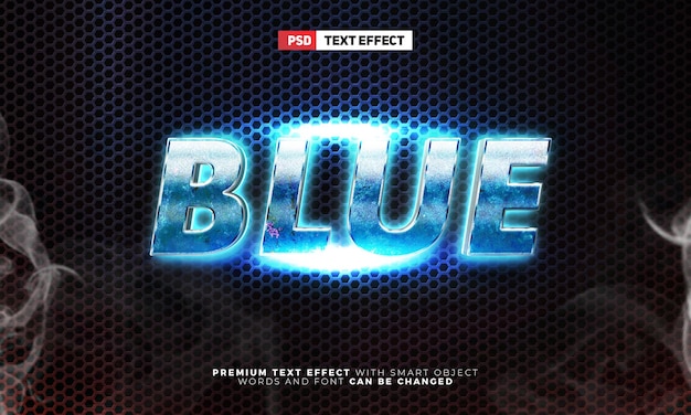 Super blue heroes glow 3d editable text effect style