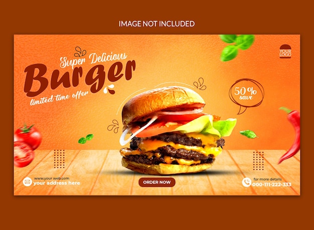 super burger and food menu social media web banner design