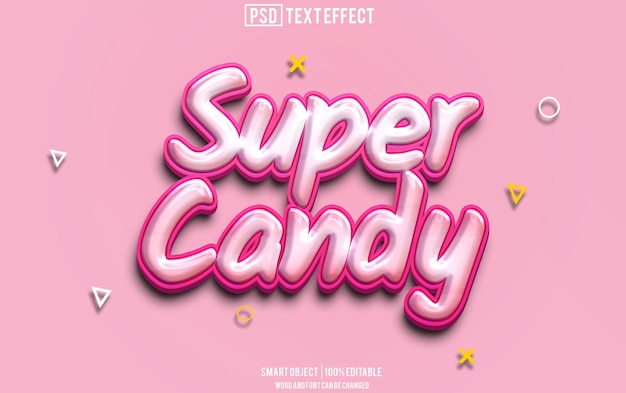 スーパーキャンディ テキスト エフェクト フォント 編集可能 タイポグラフィー 3D テキスト