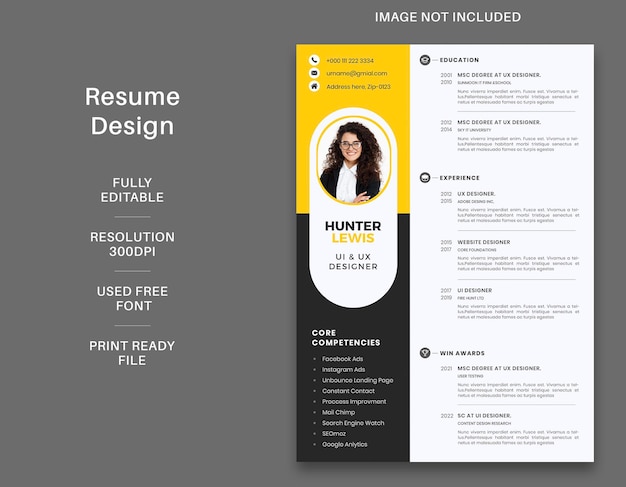 Super clean resume or cv design template for designers