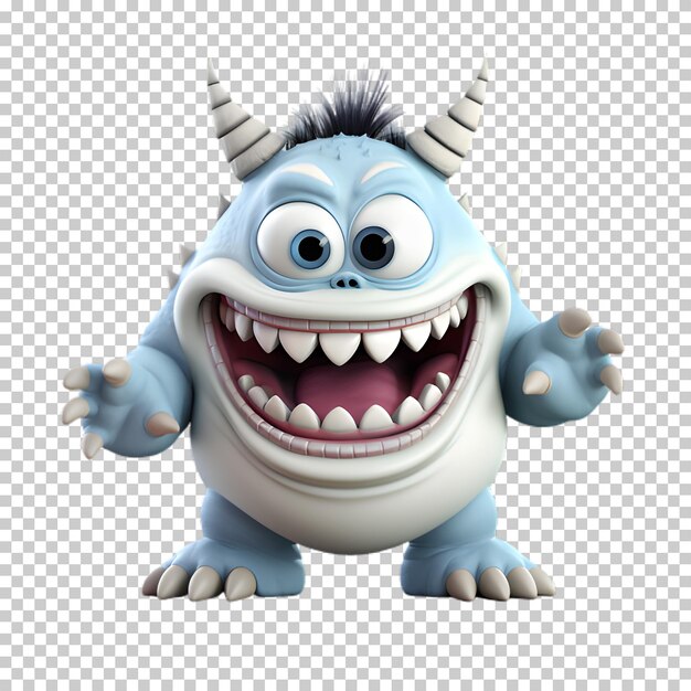 PSD super cute monster isolated on transparent background