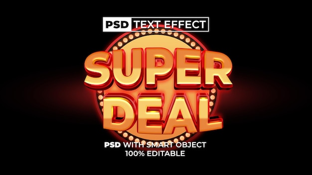 Super deal teksteffect gouden lichtstijl Bewerkbaar teksteffect