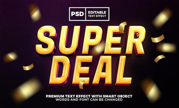 Super deal template 3d editable text effect style