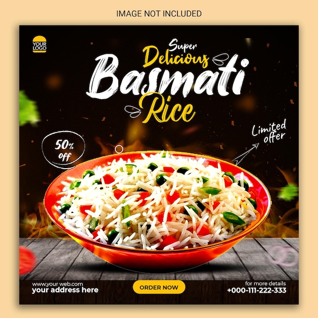 Super delicious basmati rice social media banner