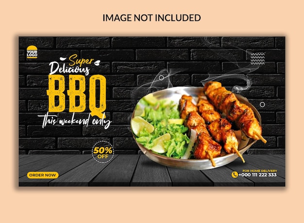 PSD design di banner web per social media super delizioso per barbecue