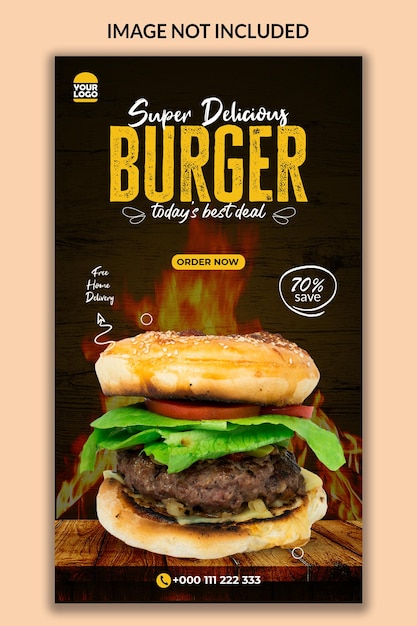 Super delicious burger instragram story template